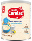 Nestle Cerelac Wheat Cereal with Milk, Made for Toddlers 12 Months, 14.1-Ounce Canister (Pack of 6)