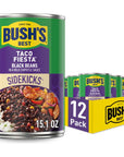 BUSHS BEST 151 oz Canned Taco Fiesta Black Beans Source of Plant Based Protein and Fiber Low Fat Gluten Free Pack of 12