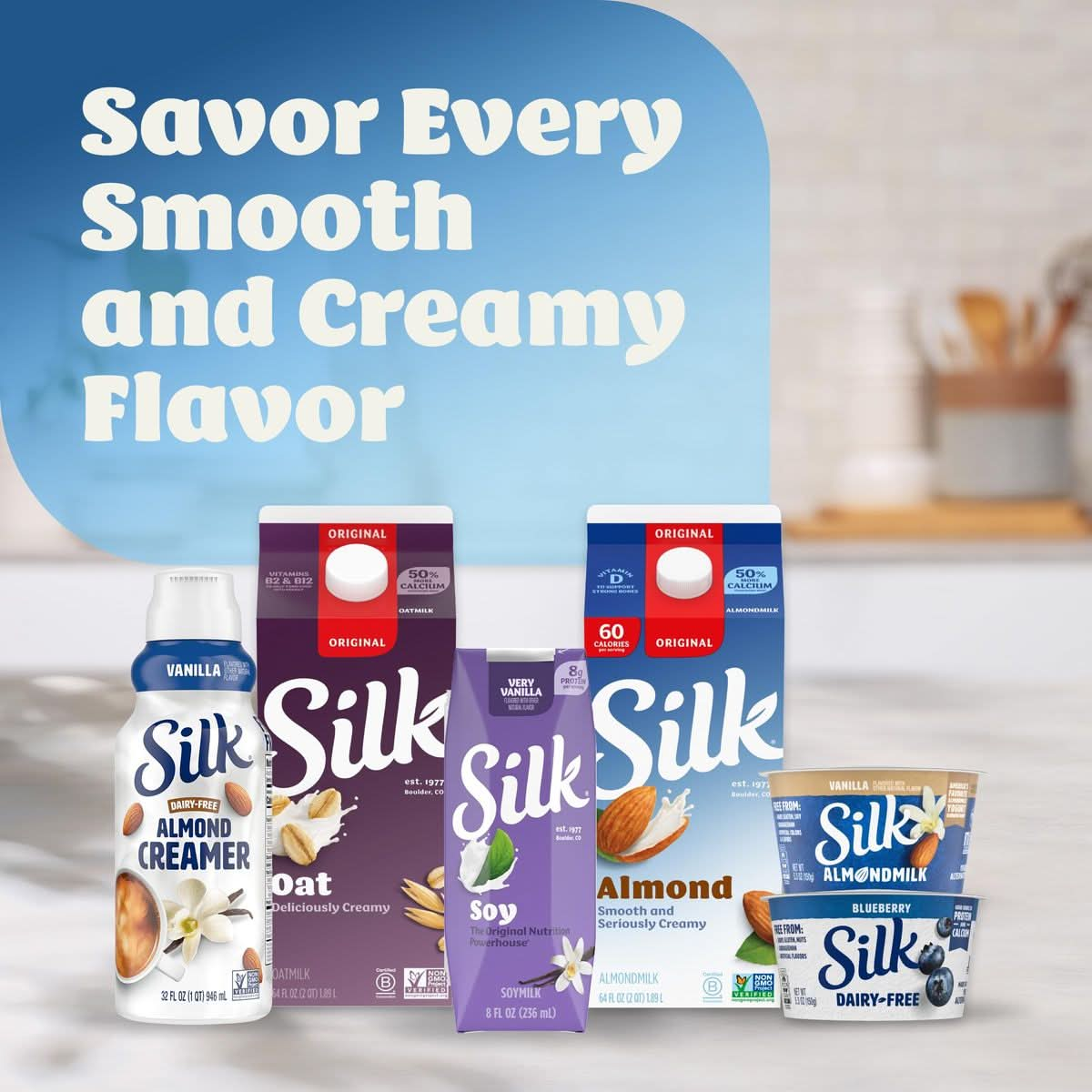 Silk ShelfStable Soy Milk Singles Very Vanilla DairyFree Vegan NonGMO Project Verified 8 oz 6 Pack