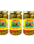 Cento Whole Hot Cherry Peppers 16 fl oz Pack of 3 with IntFeast Bamboo Kitchen Tong