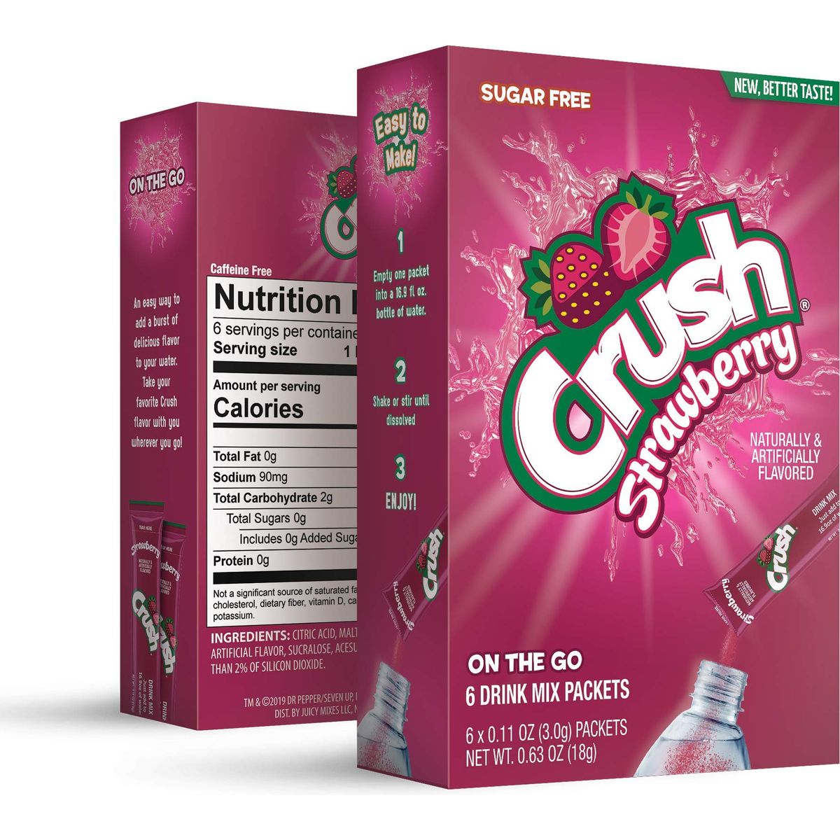 Crush Powder Drink Mix  Sugar Free  Delicious Classic Variety 30 Sticks