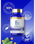 Carlyle Vitamin B-2 400mg | 180 Tablets | Vegetarian, Non-GMO, Gluten Free Supplement | Vitamin B2 Riboflavin