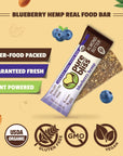 Organic Real Food Bar (Blueberry Hemp) Non-GMO, Gluten Free, Vegan, Nutrition Bars, Energy Bars, Super Food Simple Ingredients, Best Tasting, Healthy Snack, Breakfast Bars, Dairy Free, Soy Free, Pure Bliss Organics (1.7 oz bar, 12-Pack Case)