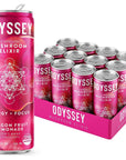 Odyssey Elixir Sparkling Adaptogen Drink Low Calorie Drinks L Theanine Lions Mane Cordyceps  Green Tea Caffeine for Energy  Focus NonGMO Vegan Dragon Fruit Lemonade Flavor 12 Fl oz 12 Pack