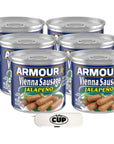 Armour Jalapeno Vienna Sausage 46 oz Can Pack of 6 with By The Cup Toothpicks