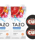 TAZO Unsweetened Iced Passion Herbal Tea Concentrate 32 fl oz Pack of 2 with By The Cup Coasters