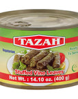 Tazah Dolmas Stuffed Grape Leaves 141oz Turkish Stuffed Leaves Halal Vegetarian Ready to Eat Easy Open Can 400g