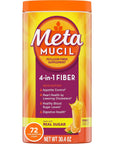 Metamucil Fiber, 4-in-1 Psyllium Fiber Supplement Powder with Real Sugar, Orange Smooth Flavored Drink, 72 Servings (Packaging May Vary), Coarse Texture, 1.9 Pound (Pack of 1)