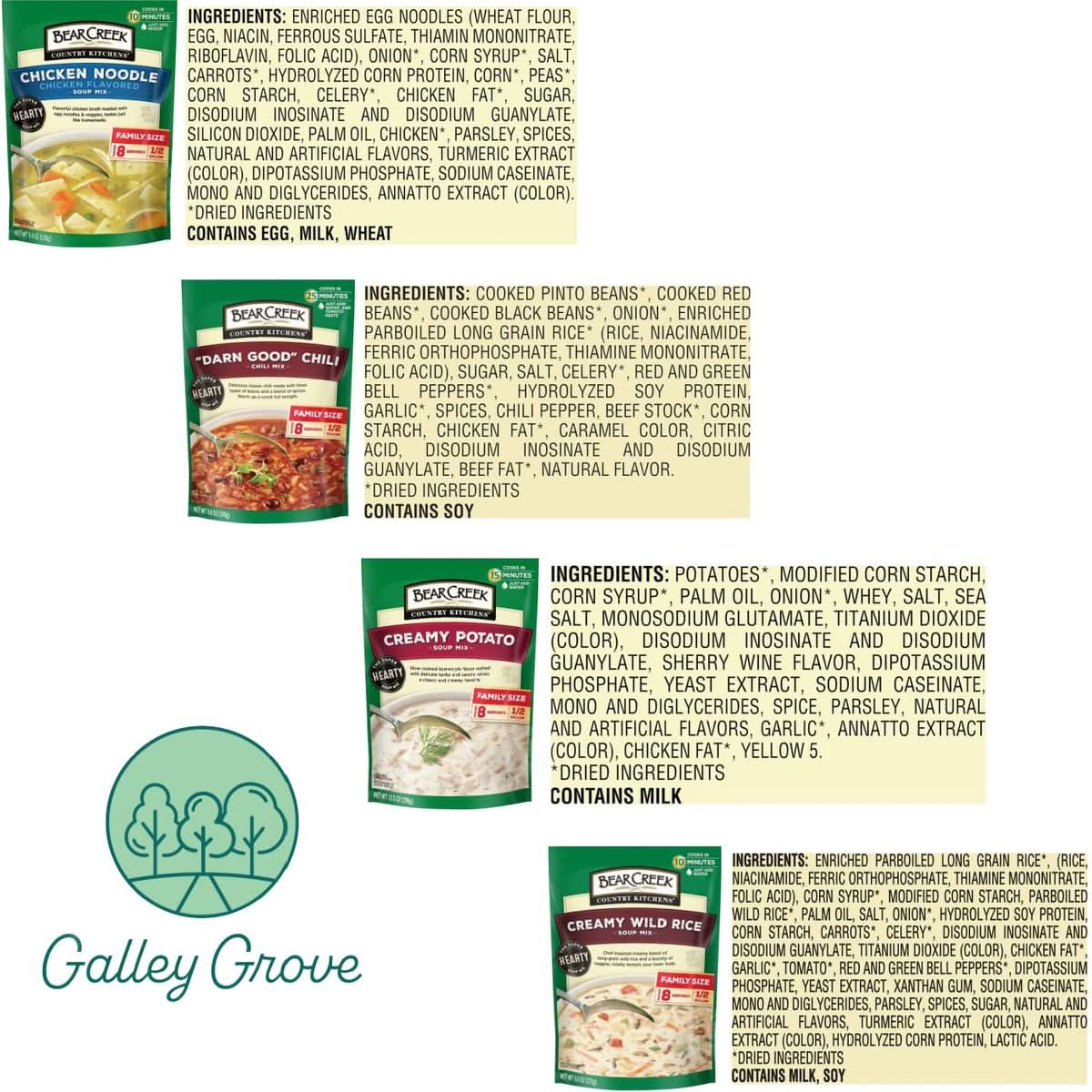 Bear Creek Dry Soup Mix Starter Kit Variety Bulk PrePackaged Darn Good Chili Creamy Wild Rice Creamy Potato Chicken Noodle Bundle With Galley Grove Sugar Free Breath Mints