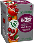 V8 SPARKLING ENERGY Black Cherry Energy Drink 115 fl oz Can Pack of 4