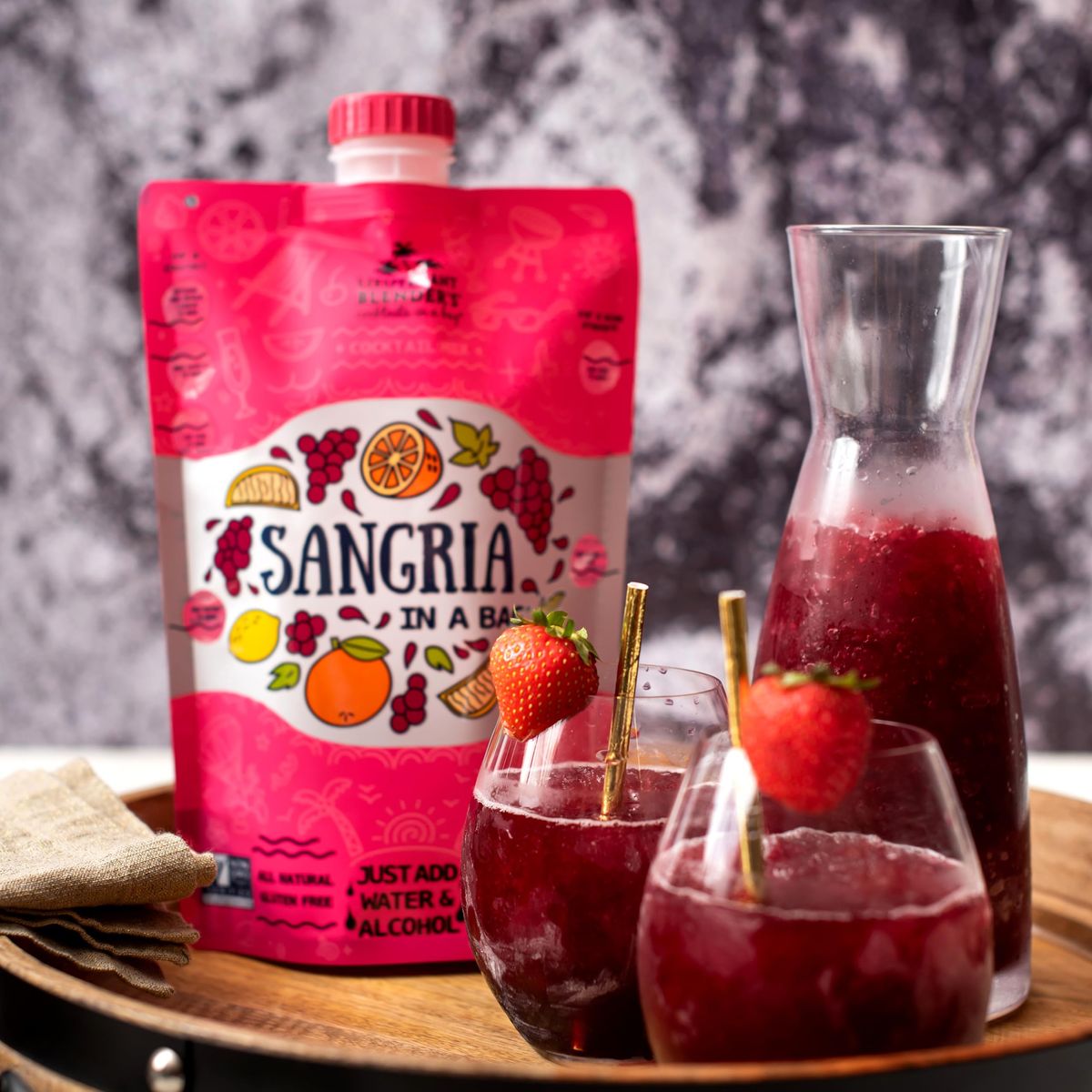 Lt Blenders Sangria in a Bag  Wine Slushie Mixes  Each Bag Makes 12 Gallon of Frozen Red Sangria Mix  NonGMO Wine Freezer Mix  Make with Wine Liquor or as a Mocktail  Pack of 5