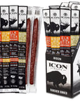 ICON Meats Snack Sticks Sampler  Assorted Flavors of Bison Elk and Venison Jerky Sticks  24 Pack of Individually Wrapped Meat Sticks 6 Per Flavor  USDA Approved All Natural Artisan Meats