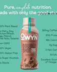 OWYN Only What You Need Double Shot Coffee Protein Shake 180mg Caffeine 20g Delicious Vegan Protein Zero Sugar Zero Net Carbs Vanilla Latte 12 Fl Oz 24 Pack