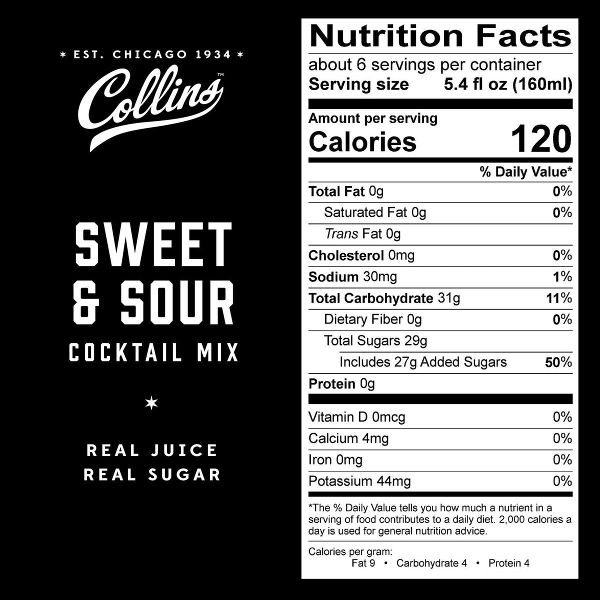 Collins Sweet and Sour Mix Made With Real Orange and Lemon Juice Classic Cocktail Recipe Ingredient Home Bar Accessories Cocktail Mixers 32 fl oz