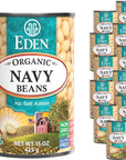 Eden Organic Navy BeansWhite Beans 15 oz Can 12Pack No Salt NonGMO Gluten Free Vegan Kosher US Grown Heat and Serve Macrobiotic Boston Bean