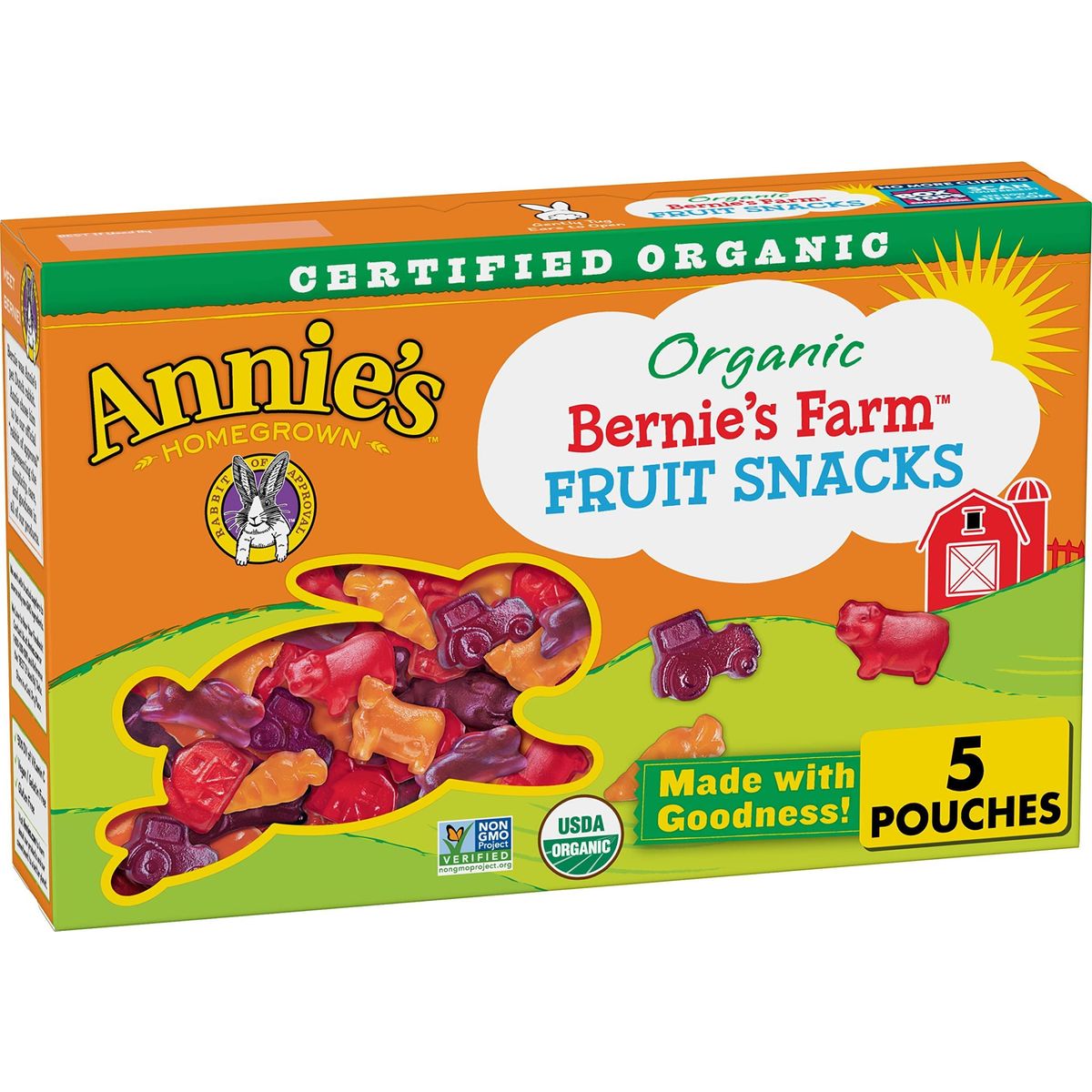 Annie&#39;s Gluten Free Organic Bernie&#39;s Farm Fruit Snacks, 4 Oz, 5 Ct