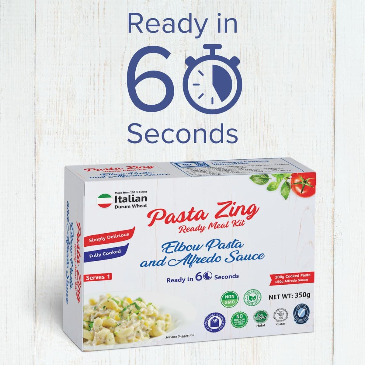 Pasta Zing Ready Pasta Meals Kit Elbow Pasta and Alfredo Sauce  Ready To Eat Microwavable Kit Ready in 60 Seconds 123oz Pack of 6 Precooked Meals  Meals Box  Dinner Box