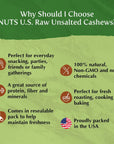 NUTS US  Cashews  Raw and Unsalted  Whole Kernels and No Shell  Fresh  Unroasted  Natural Bulk Cashews  2 LBS