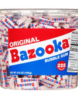 Bazooka Bubble Gum 225 Count Individually Wrapped Chewing Gum - Original Bubble Gum - Pink Chewing Bubble Gum Bulk Tub - Fun Holiday Stocking Stuffers - Bulk Candy Gift Stocking Stuffer For Kids