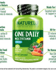 NATURELO One Daily Multivitamin for Men - with Vitamins & Minerals + Organic Whole Foods - Supplement to Boost Energy, General Health - Non-GMO - 120 Capsules - 4 Month Supply