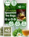 FreshDrinkUS Premium 45 Spearmint Tea Bags 100 Natural Spearmint Leaves Loose Leaf Spearmint Herbal Tea Spearmint Leaf Tea No Sugar No Caffeine No Gluten Vegan