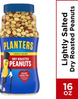 PLANTERS Lightly Salted Dry Roasted Peanuts 16 oz Resealable Jar  Peanut Snack  Great Movie Snack Active Lifestyle Snack and Party Size Snack  Kosher Peanuts Pack of 12