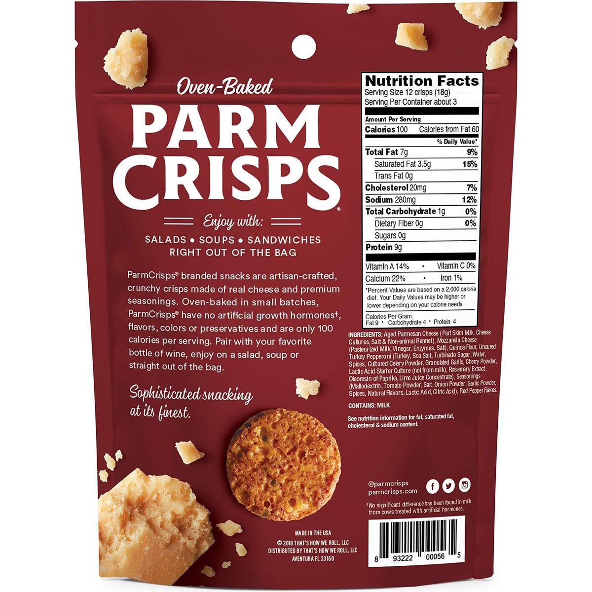 ParmCrisps - Pizza Cheese Parm Crisps, Made Simply with 100% REAL Cheese | Healthy Keto Snacks, Low Carb, High Protein, Gluten Free, Oven Baked, Keto-Friendly | 1.75 Oz (Pack of 6)