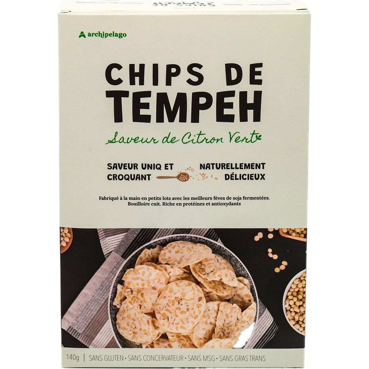 ARCHIPELAGO TEMPEH CHIPS LIME - 140 GR | HEALTHIER CHIPS | NO-MSG