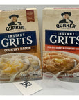 Judge Reliable Services Bundle of 2 Quaker Instant Grits Red Eye Gravy  Country Ham and Quaker Instant Grits Country Bacon  Exclusive JRS recipe card and measuring scoop