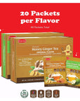 Pocas Honey Ginger Tea Variety Set  Instant Tea Powder Packets Ginger Honey Crystals Tea Original  Soursop Flavors NonGMOGluten FreeCaffeine Free Tea 20 Count Pack of 2