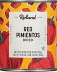 Roland Diced Red Pimiento Peppers Specialty Imported Food 28Ounce Can  6 Count  Packaging may vary