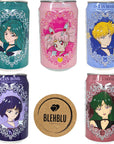 Ocean Bomb Carbonated Water Sailor Moon Scouts Anime Collectible Can Drink Chibimoon Uranus Neptune Saturn Pluto with 1 Blehblu Coaster