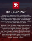 Rojo Elephant CicadaFree Handcrafted Ground Coffee Made From 100 Arabica Beans Premium MediumDark Roast Smooth Rich Flavor 11 0z Pack