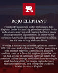 Rojo Elephant Honest Abe Handcrafted Decaf Whole Bean Coffee SingleOrigin 100 Arabica Beans Premium Roast Smooth Rich Flavor Swiss Water Mountain Water Process Decaffeinated 11 0z Pack