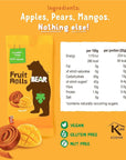 BEAR ‘Fruit Rolls’ Mango – Natural Fruit Snack - No Added Sugar - 5 x 2 rolls - 100g