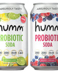 Humm Sparkling Probiotic Soda Variety Pack  Lemon Lime  Berry Cream  Zero Sugar Zero Calorie 2 Billion Probiotics  Vitamin C D and B1212 fl oz 12 Pack