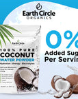 Earth Circle Organics Pure Coconut Water Powder  Hydration  Energy and Electrolyte Supplement  No Additives or Added Sugar  Vegan  Gluten Free  8oz