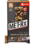 METRx Big 100 Colossal Protein Bars Great as Healthy Meal Replacement Snack and Help Support Energy Gluten Free Chocolate Chip Cookie Dough 100 g 4 Count Packaging May Vary