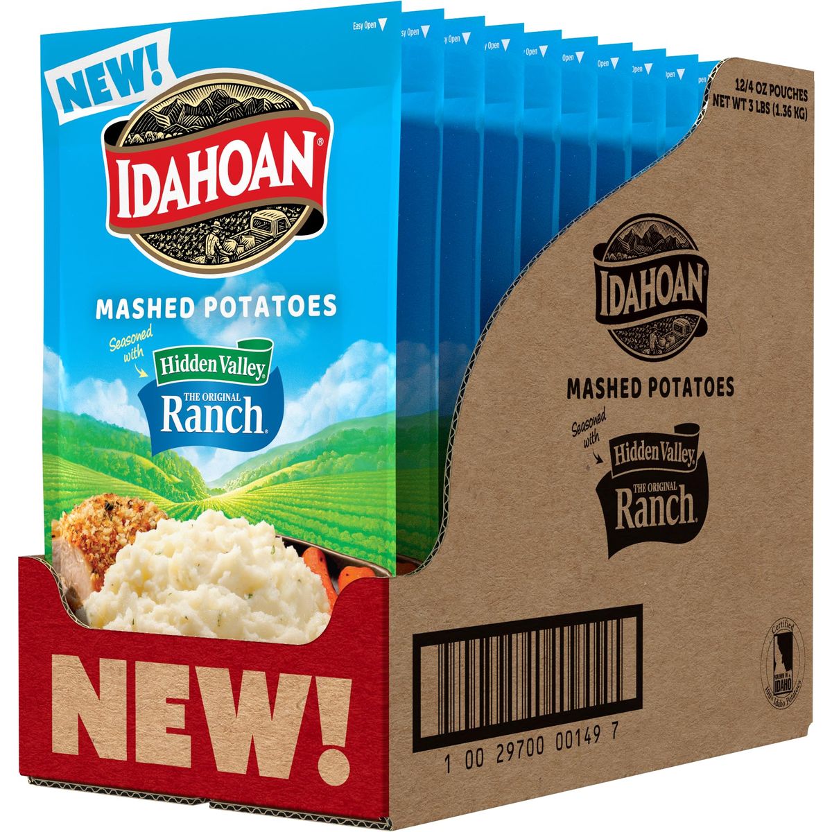 Idahoan Mashed Potatoes seasoned with Hidden Valley Original Ranch 4 oz Pack of 12