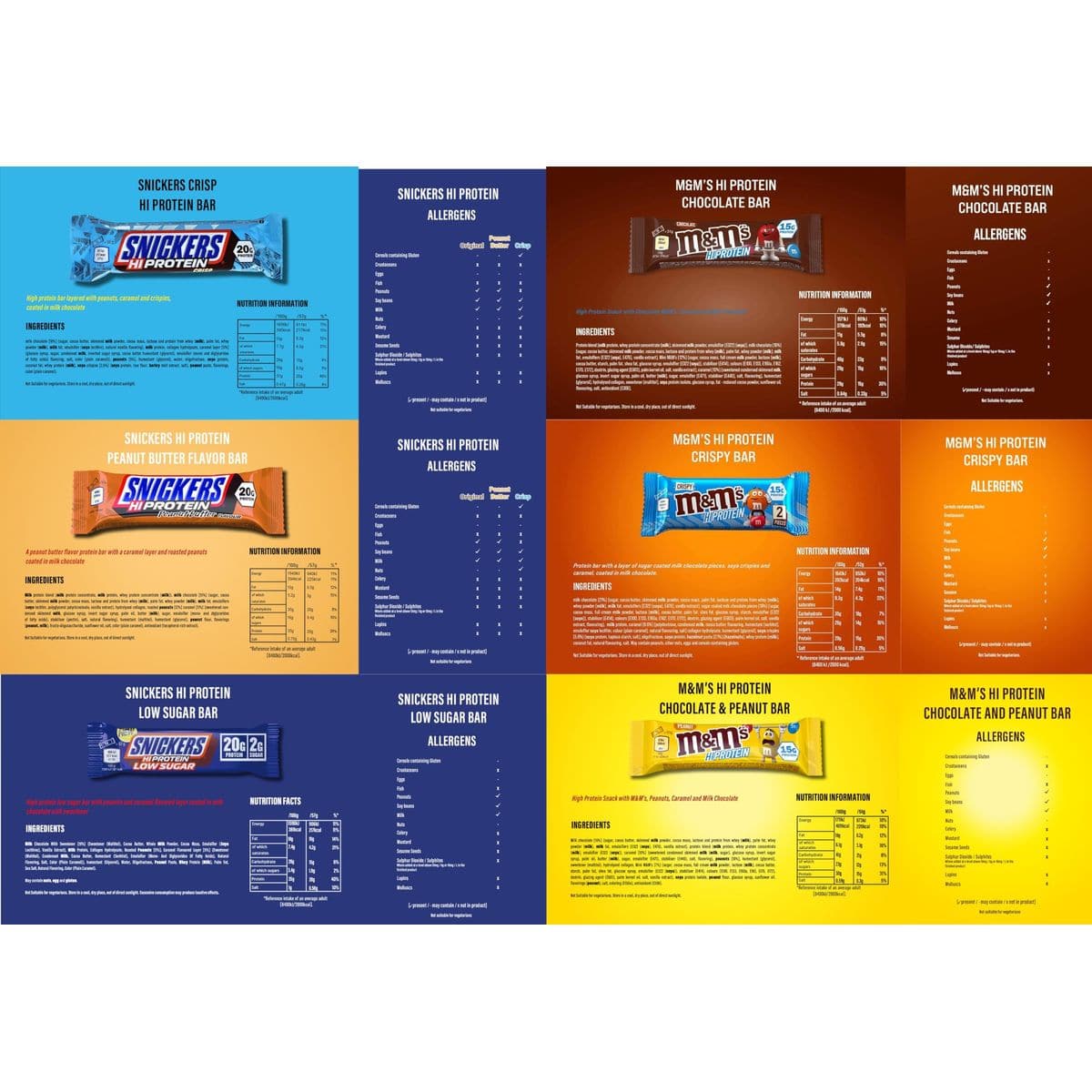 Snickers Mars MMs Hi Protein Bars Variety 12 Pack  Bundled with Masonara Mints  Snickers High Protein Bars and Others 1522g Protein per Bar  12 Bars 660g Total