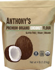 Anthony's Organic Coconut Flour, 4 lb, Batch Tested Gluten Free, Non GMO, Vegan, Keto Friendly