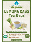 Organic Lemongrass Tea Bags  40 Natural Corn Fiber Sachets  for Hot or Cold Drinks  Caffeine Free