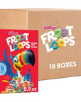 Kelloggs Froot Loops Breakfast Cereal Kids Cereal Family Breakfast Original 18 Boxes