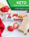 Atkins Strawberry Shortcake Protein Meal Bar High Fiber 1g Sugar 3g Net Carb Meal Replacement Keto Friendly 30 Count