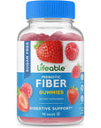 Lifeable Sugar Free Prebiotics Fiber for Adults - 4g - Great Tasting Natural Flavored Gummy Supplement - Keto Friendly - Gluten Free, Vegetarian, GMO Free - for Gut and Digestive Health - 90 Gummies