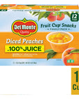 DEL MONTE Diced Peaches FRUIT CUP Snacks in 100 Fruit Juice 12 Pack 4 oz