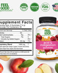 FeelGood Superfoods Acid and Indigestion Gummies, Apple Cider Vinegar Gummy with Ginger and Turmeric Supplement, Apple Flavor Vegan ACV Probiotics to Support Metabolism and Digestion, 60 Count