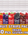 Fruit Strips Variety Pack 30 Pcs Vegan GlutenFree Fruit Leather Snacks Gift Box No Added Sugar 6 Flavor Healthy Snacks Strawberry Plum Peach Blackberry Persimmon and Cherry 07 Oz Strips