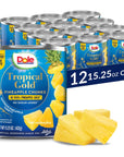 Dole Canned Fruit Tropical Gold Pineapple Chunks in 100 Pineapple Juice Gluten Free Pantry Staples No Sugar Added 1525 Oz 12 Count