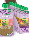 Plum Organics Mighty 4 Organic Toddler Food - Strawberry, Banana, Greek Yogurt, Kale, Amaranth, and Oat - 4 oz Pouch (Pack of 6) - Organic Fruit and Vegetable Toddler Food Pouch